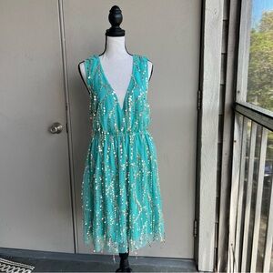Southern Fried Chics Shimmy For Me Sequin Dress Aqua Small